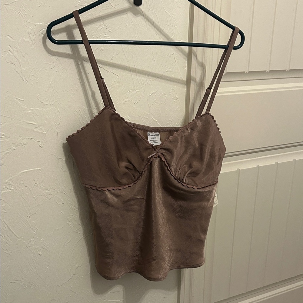 Brown Satin Camisole Top